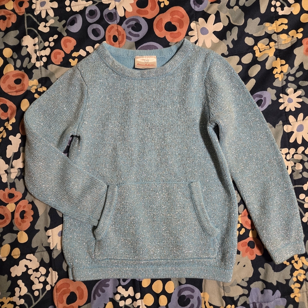 Hanna Andersson Girls 110 Blue Sweater W/ Metallic